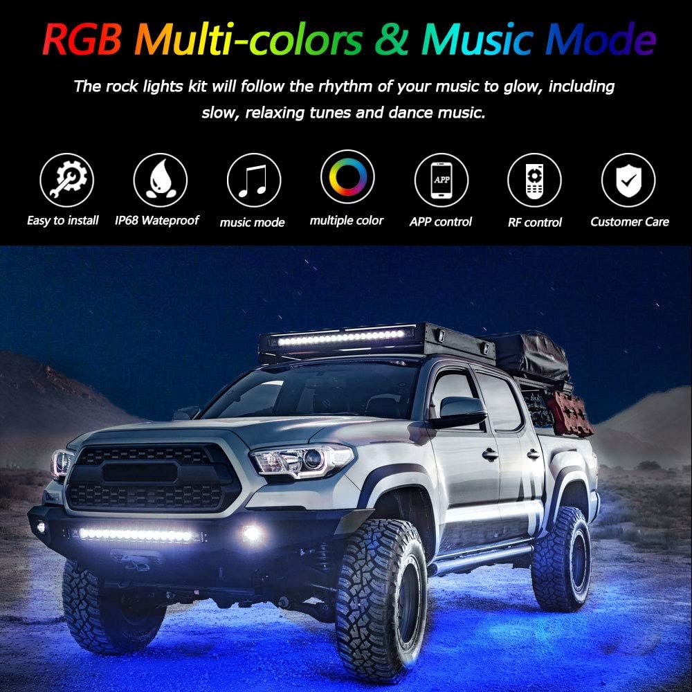 10 Pods RGB LED Rock Lights with Remote Control V406144