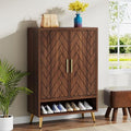 Walnut 6-Tier Shoe Cabinet with Doors N845