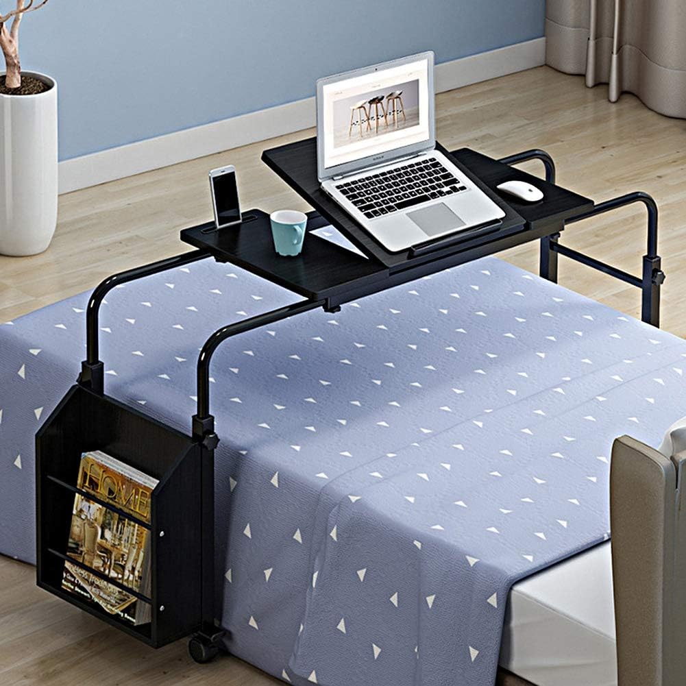 Height Adjustable Overbed Table with Wheels and Magazine Rack C4341