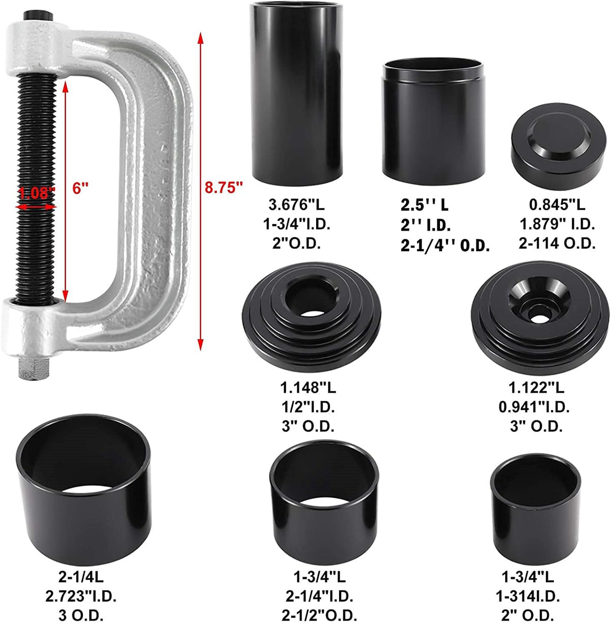10Pcs Heavy Duty Ball Joint Press U Joint Tool Kit with 4 Adapters O402