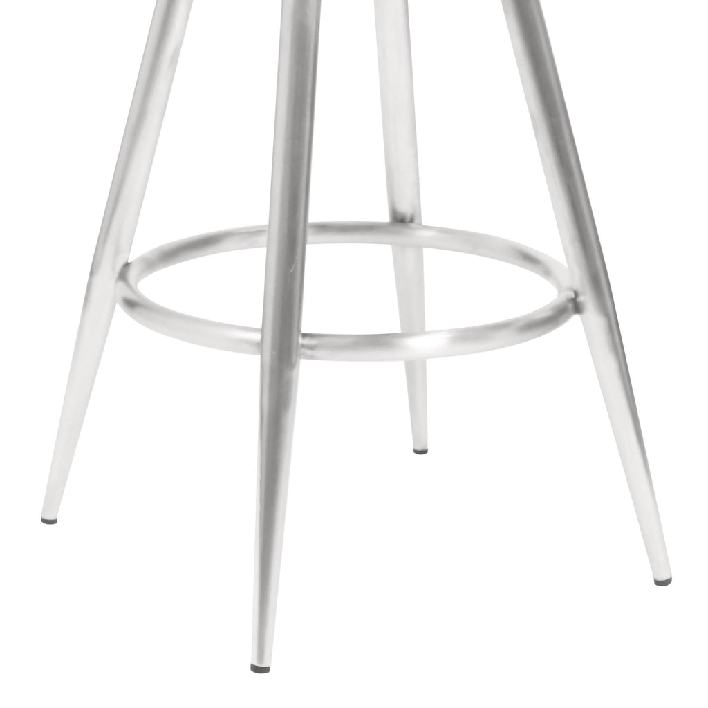 26 inch Counter Height Barstool in Brushed Stainless Steel and Vintage Grey Faux Leather S69230