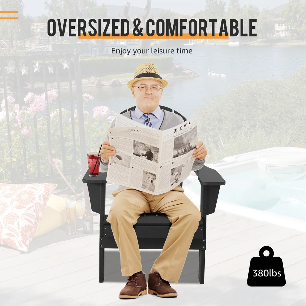 Black Set of 2 Plastic Resin Adirondack Chairs N796