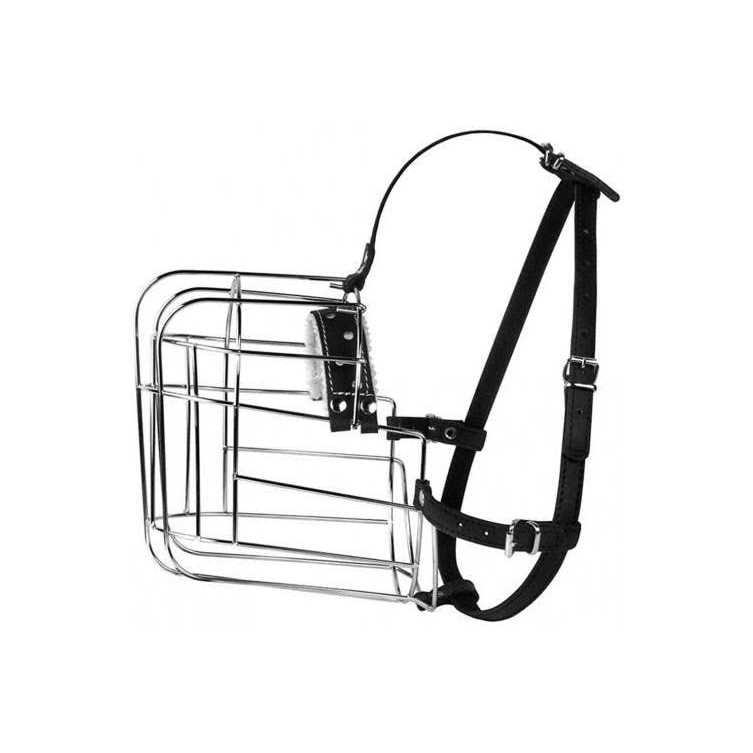 Metal Dog Muzzle Wire Basket with Leather Straps X917569