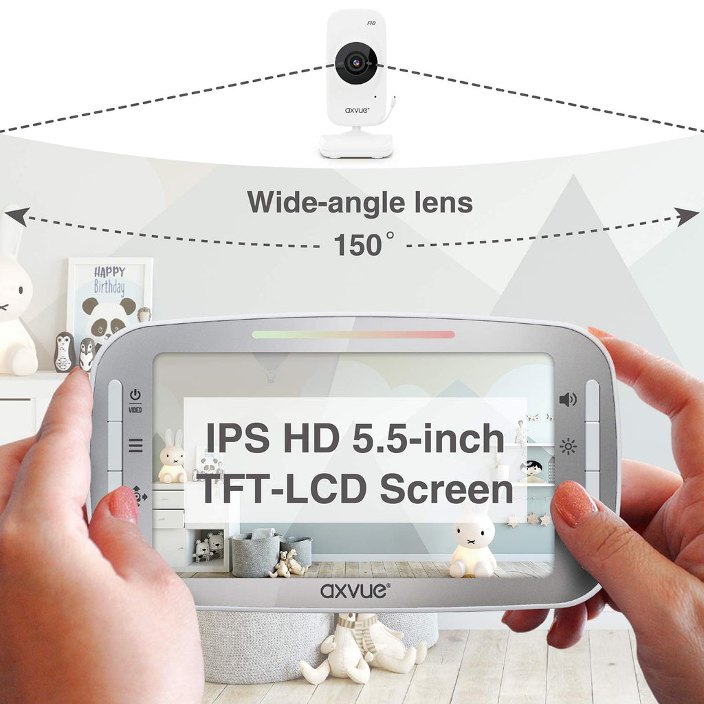 Video Baby Monitor, 1080P 5.5 HD Display, 2 HD Cams D824