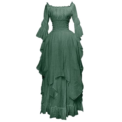 Renaissance Dress Women Fairy Dress Victorian Medieval Costume Irregular Cut Ruffle High Low Dresses Retro Irish Dress L378152