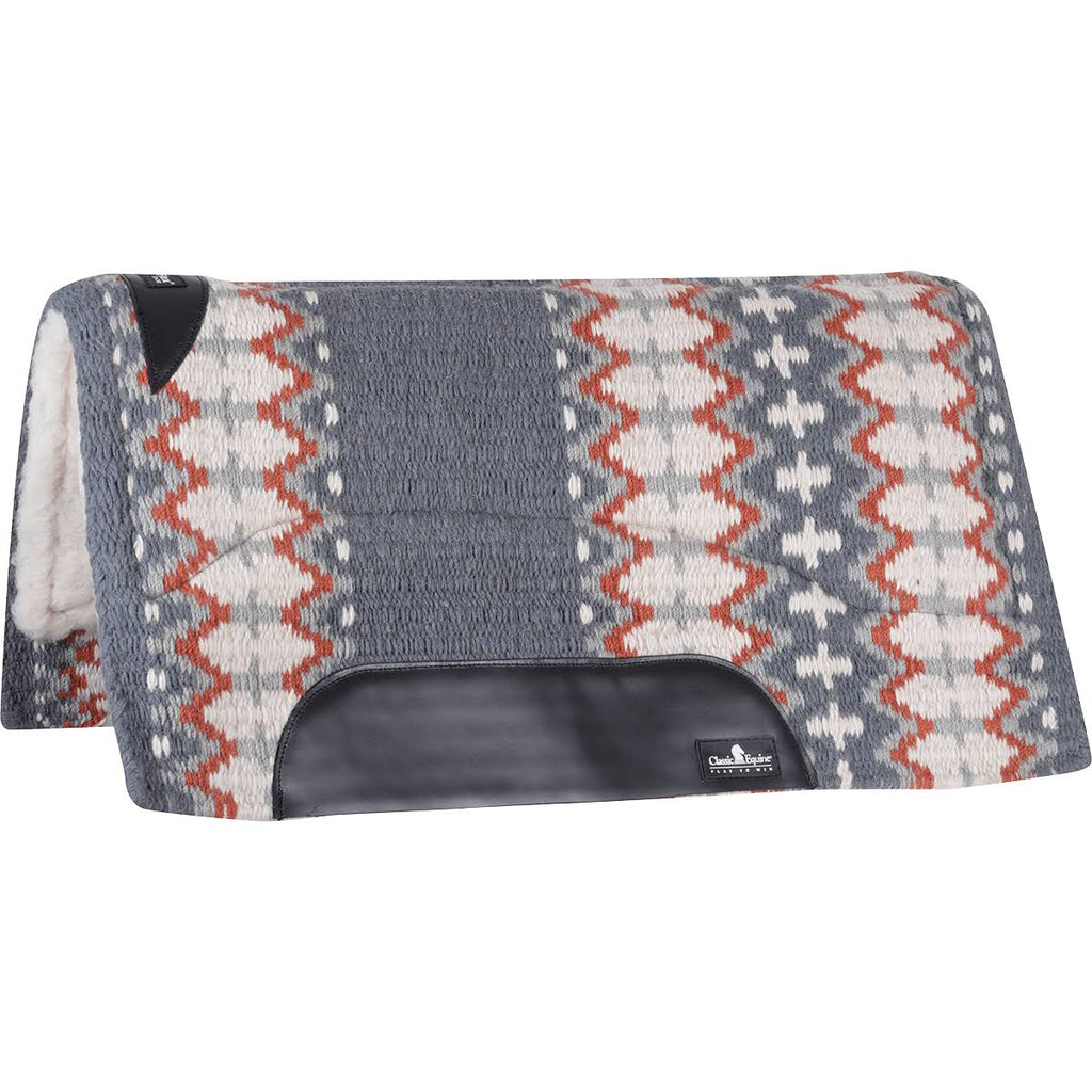 Navy Ivory Wool Top Saddle Pad 32x34 I588