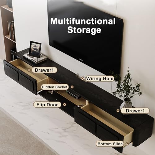 Brown 158cm Wooden Floating TV Unit W711884