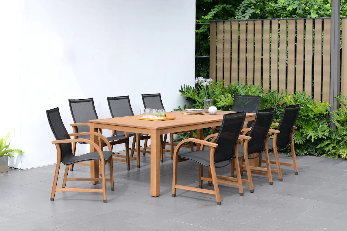 9-piece Solid Wood Rectangular Patio Dining Set O7104