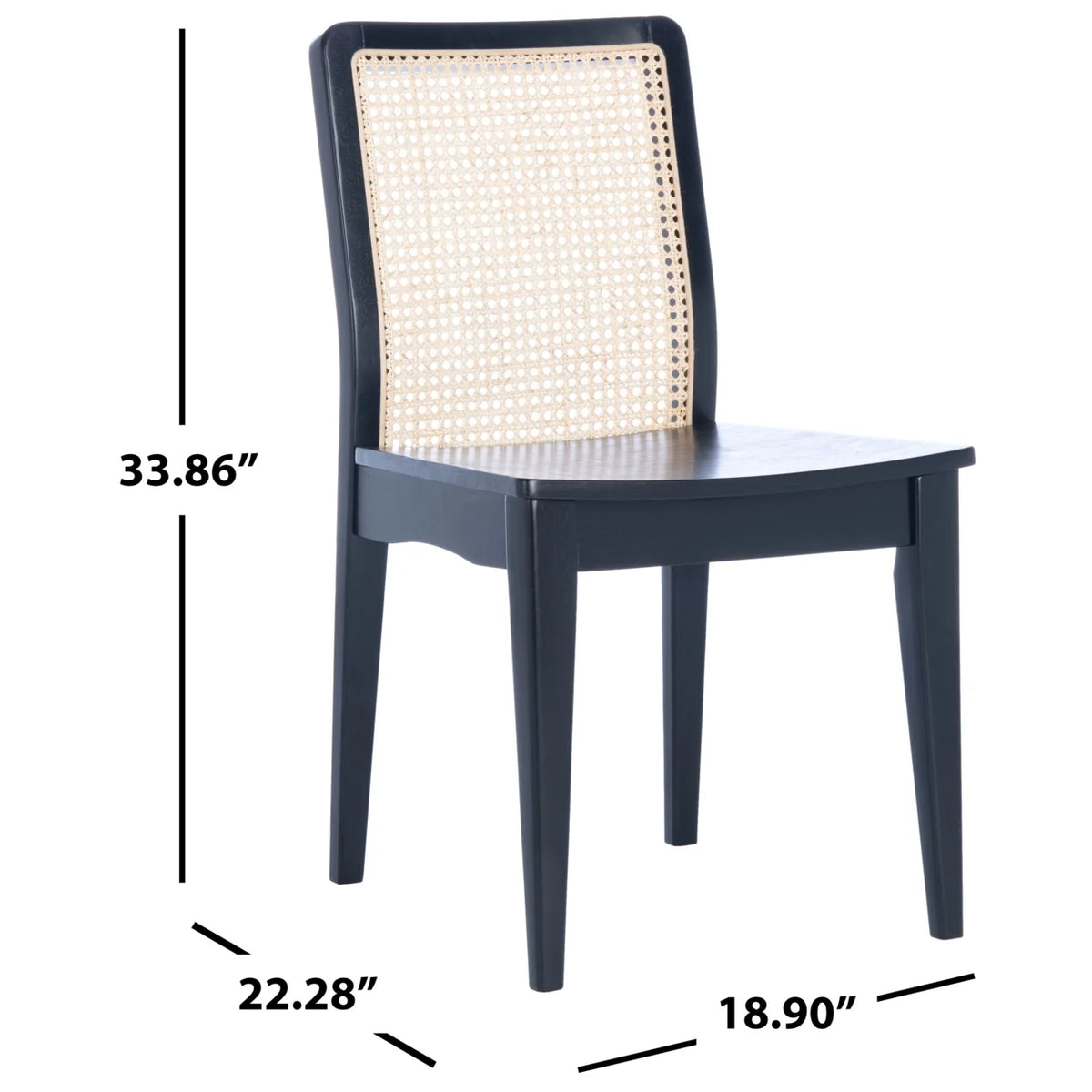 Rattan Dining Chair, Black/Natural, Set of 2 O420