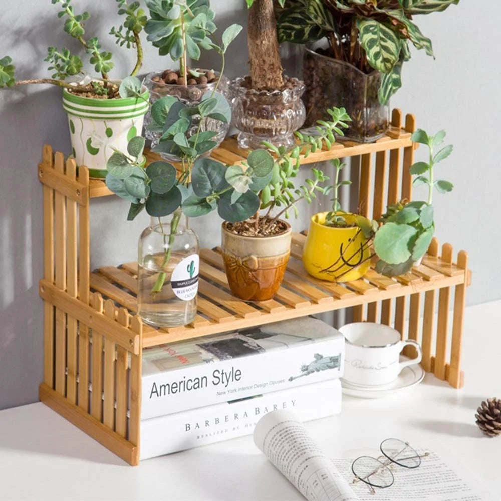 2-Tier Wooden Plant Stand B577352