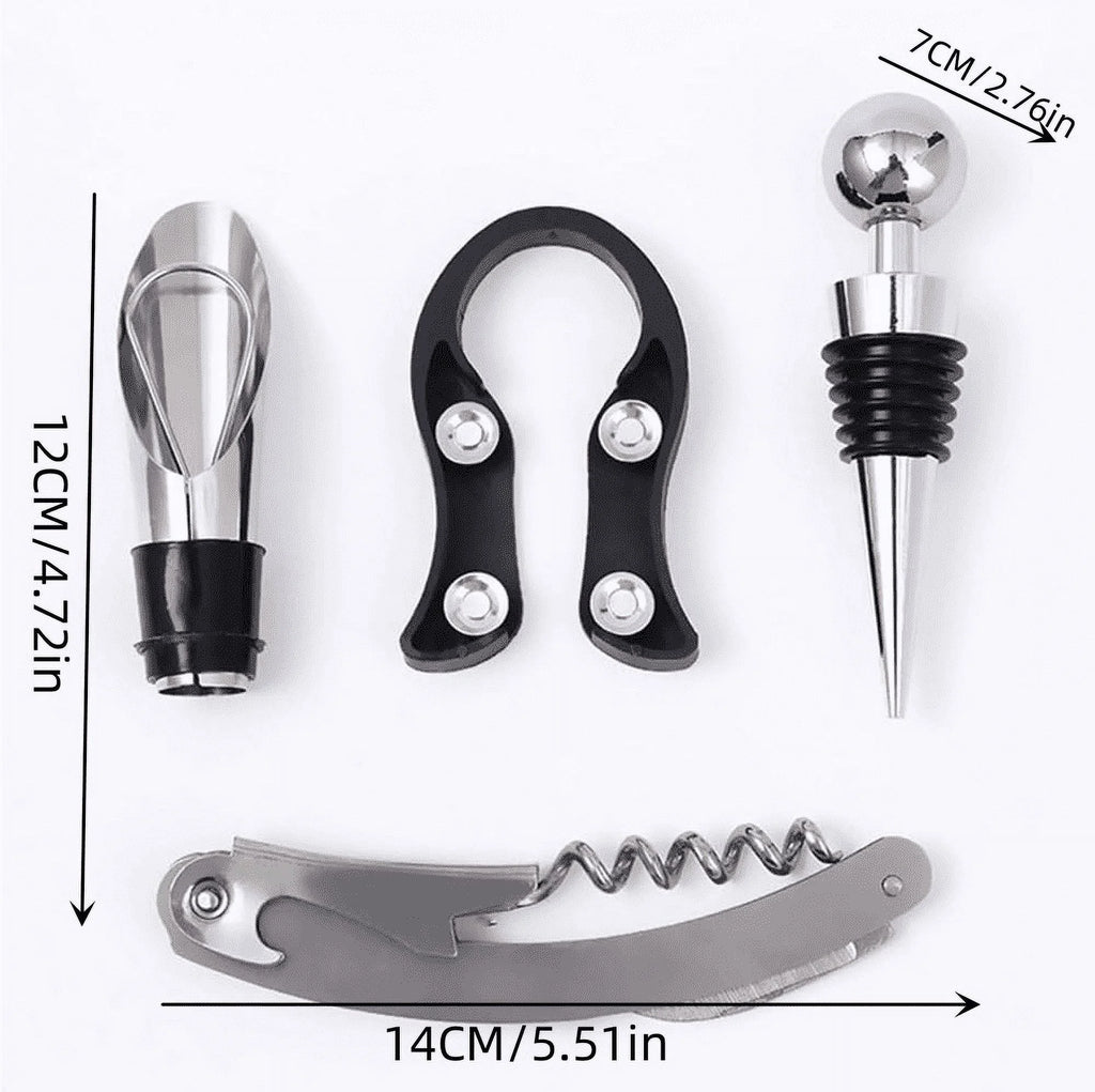 4 PCS Stainless Steel Wine Opener Set G38629