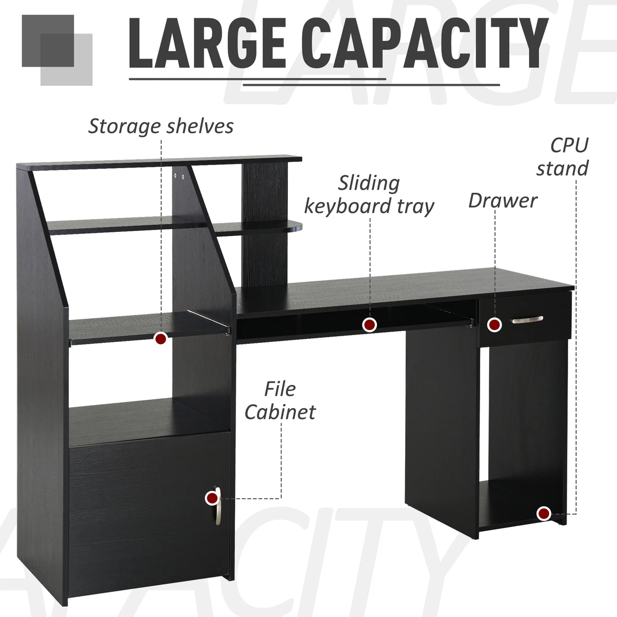 Computer Table with Keyboard Shelves Drawer P846