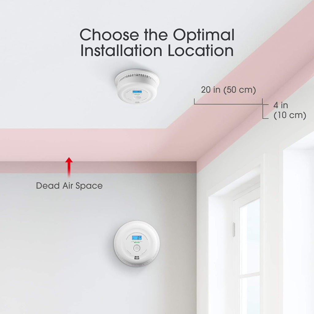 10-Year Battery Smoke and Carbon Monoxide Detector with LCD Display, Pack of 5 L476