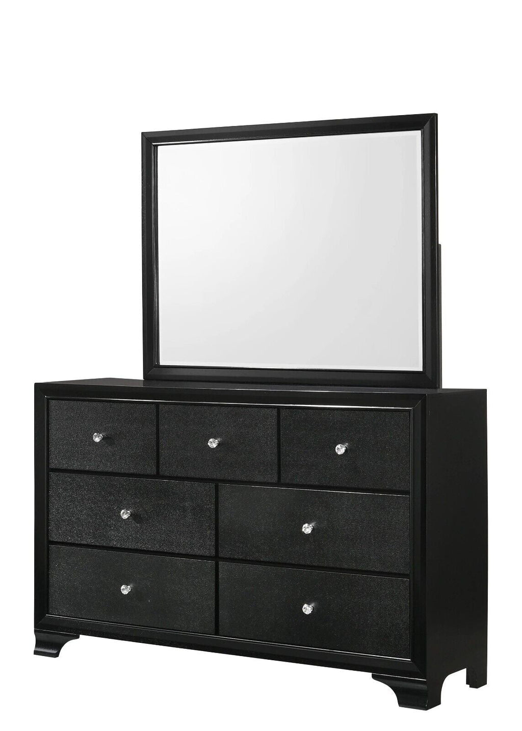 King Size Upholstery LED Bed Dresser Mirror Nightstand Set J74270
