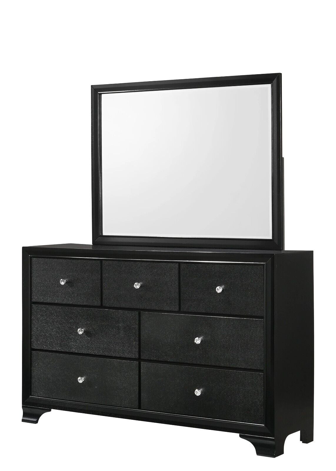 King Size Upholstery LED Bed Dresser Mirror Nightstand Set J74270