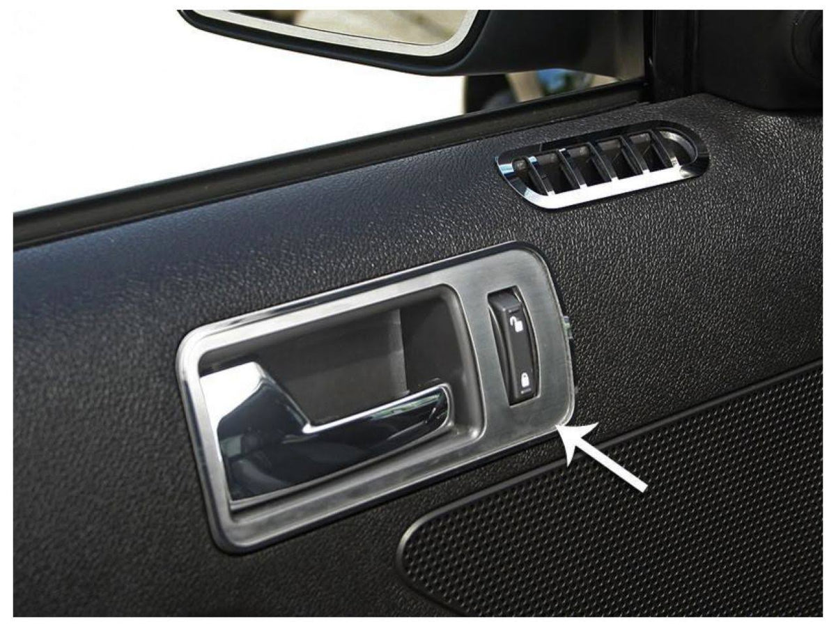 Mustang Interior Door Handle Trim Plates Brushed Stainless Steel Pair Q715562