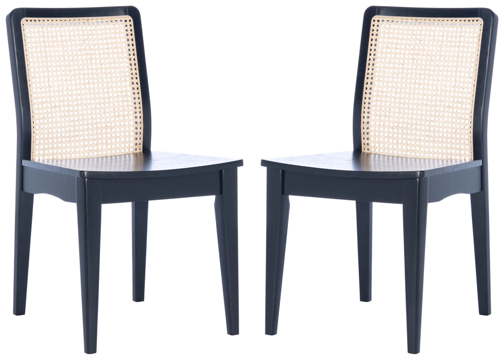 Rattan Dining Chair, Black/Natural, Set of 2 O420