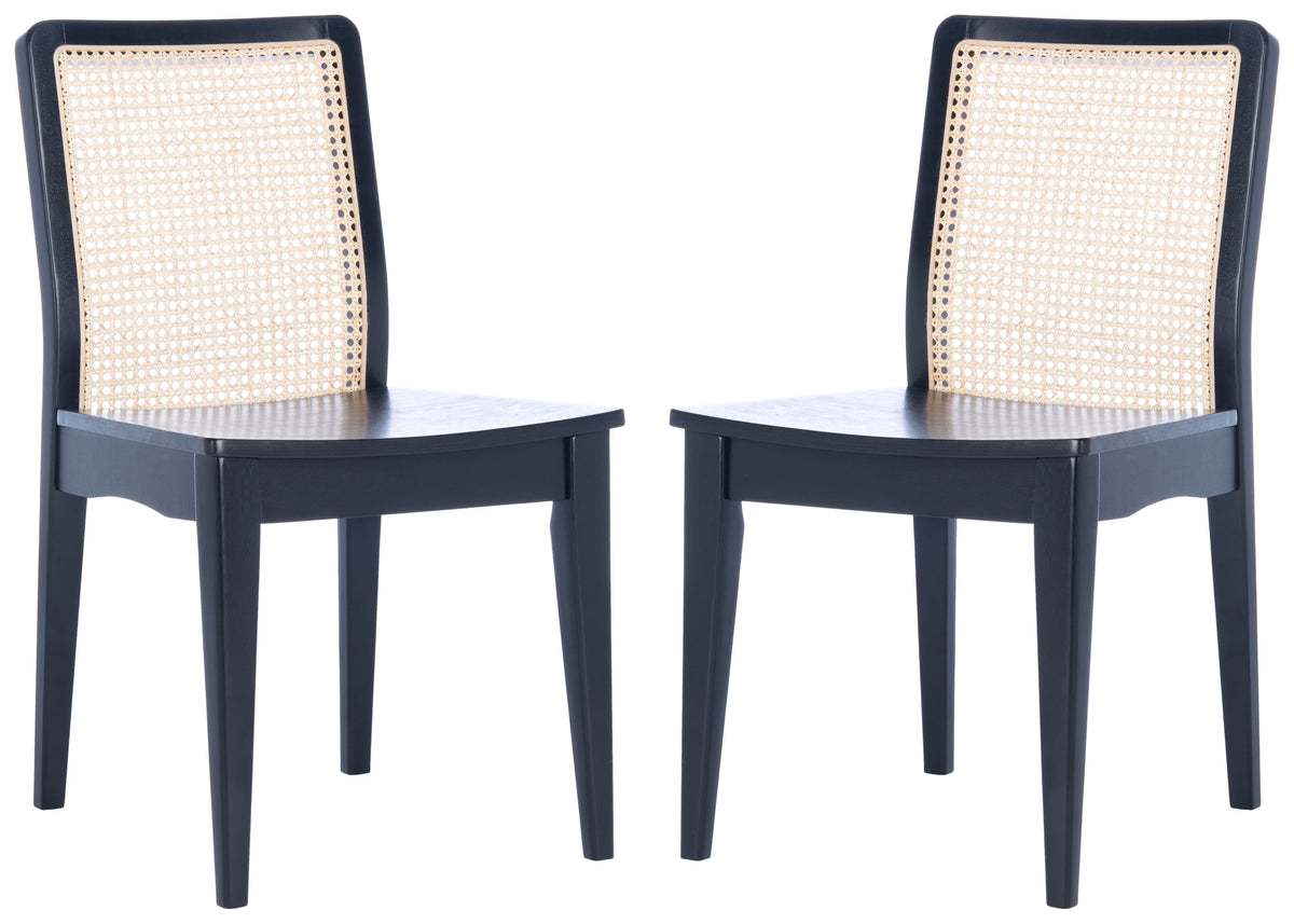 Rattan Dining Chair, Black/Natural, Set of 2 O420
