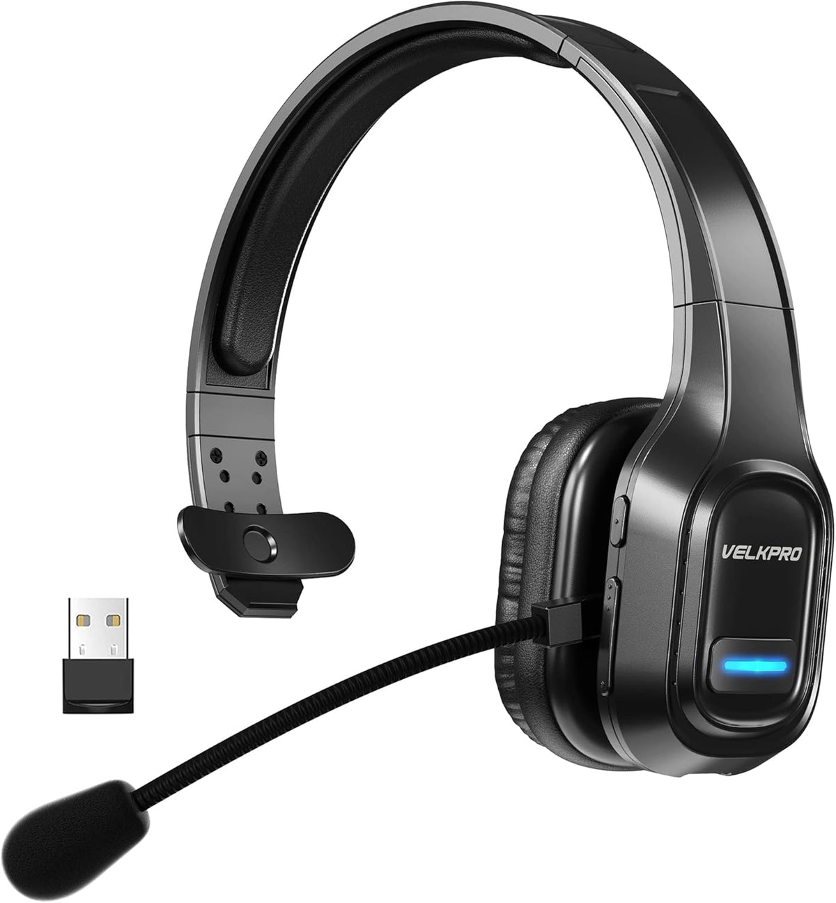 Wireless Headset with Microphone - Noise Canceling Headphones with Mic - On-Ear Earphones with USB Dongle - 32H Talk Time M7359