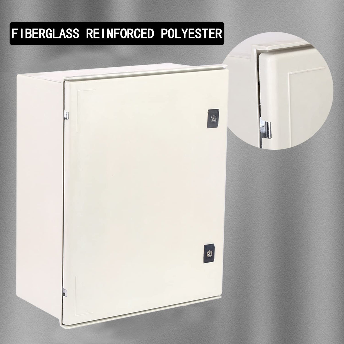 Fiberglass IP65 Weatherproof Electrical Enclosure Box with Hinges & Quarter-Turn Latches J7204