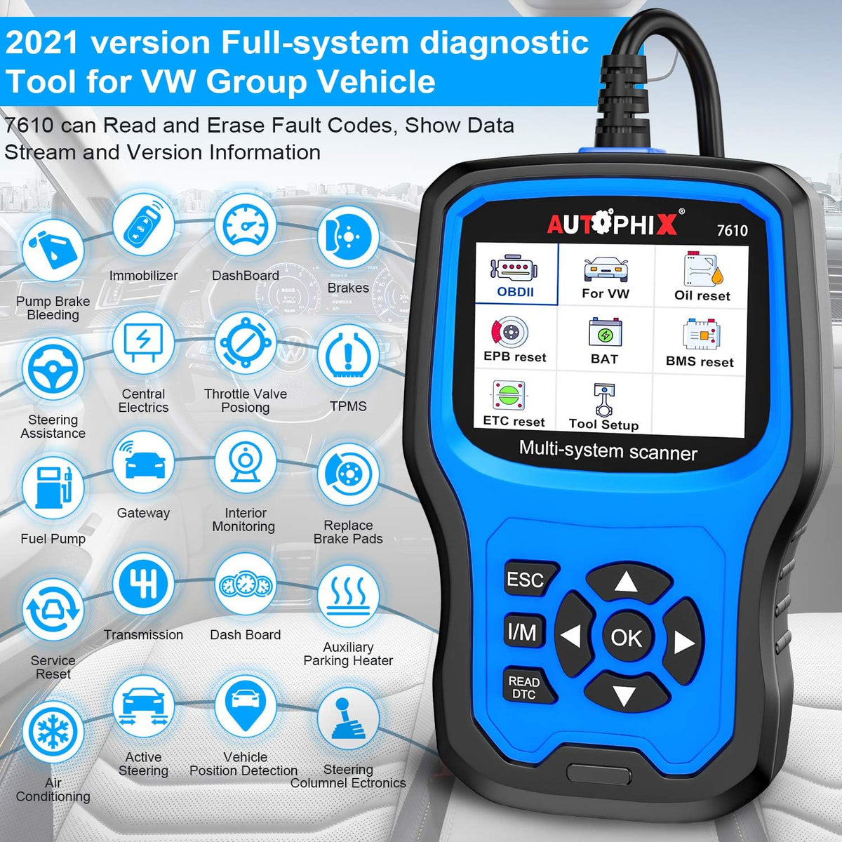 Full Systems OBD2 Scanner Code Reader for VAG After 1996 Z122332