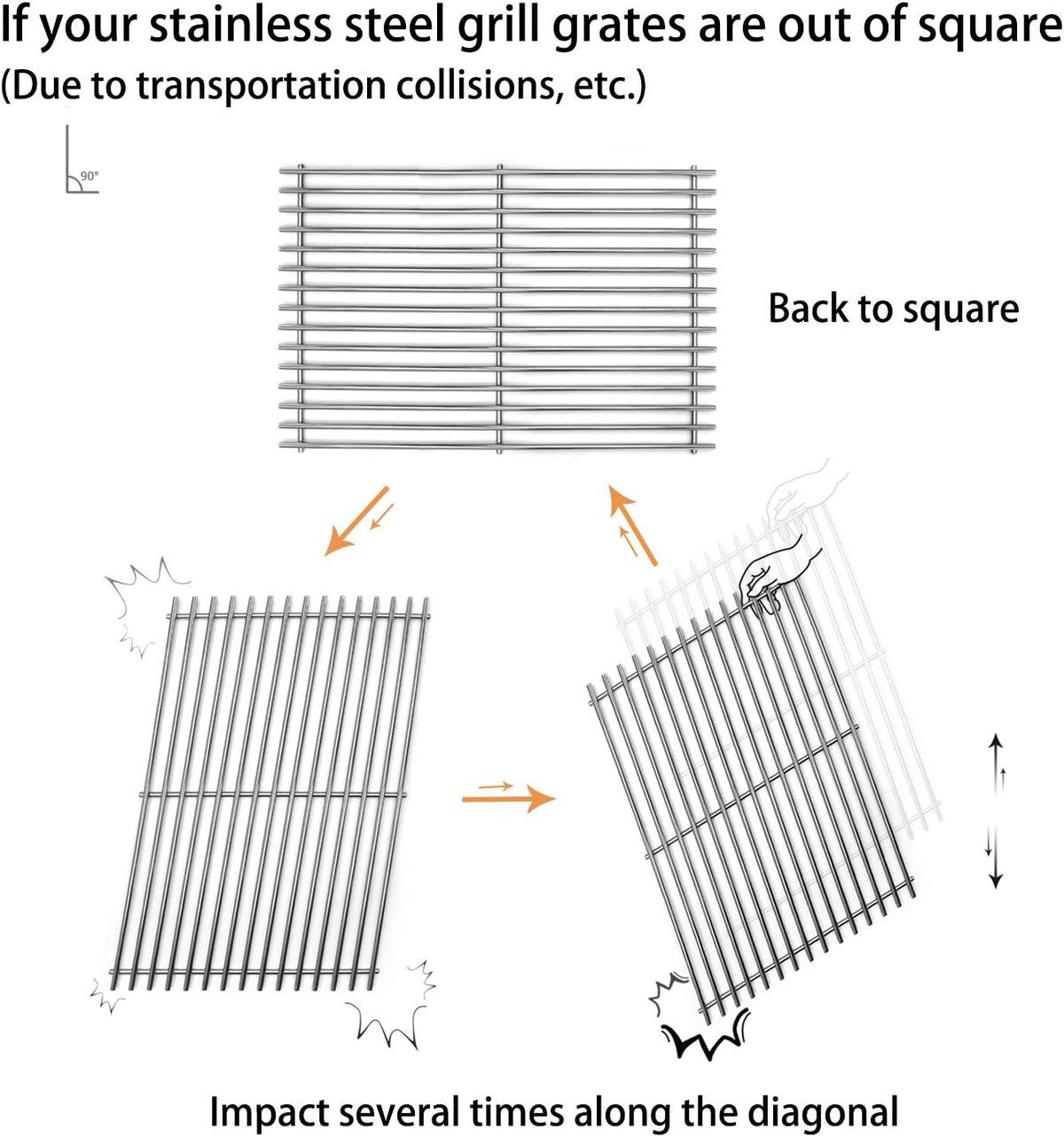 18.75 inch SUS304 Stainless Steel Gas Grill Grates, Pack of 2 B339713