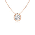 14K Rose Gold Diamond Solitaire Pendant Necklace Z7955