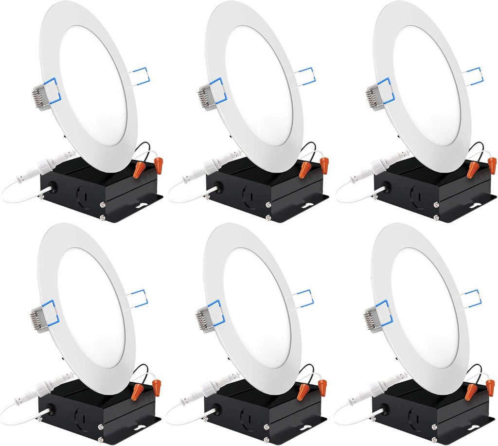 6 Pack 6 Inch Ultra Thin LED Recessed Ceiling Lights, 3000K Warm White, Dimmable 14W H536