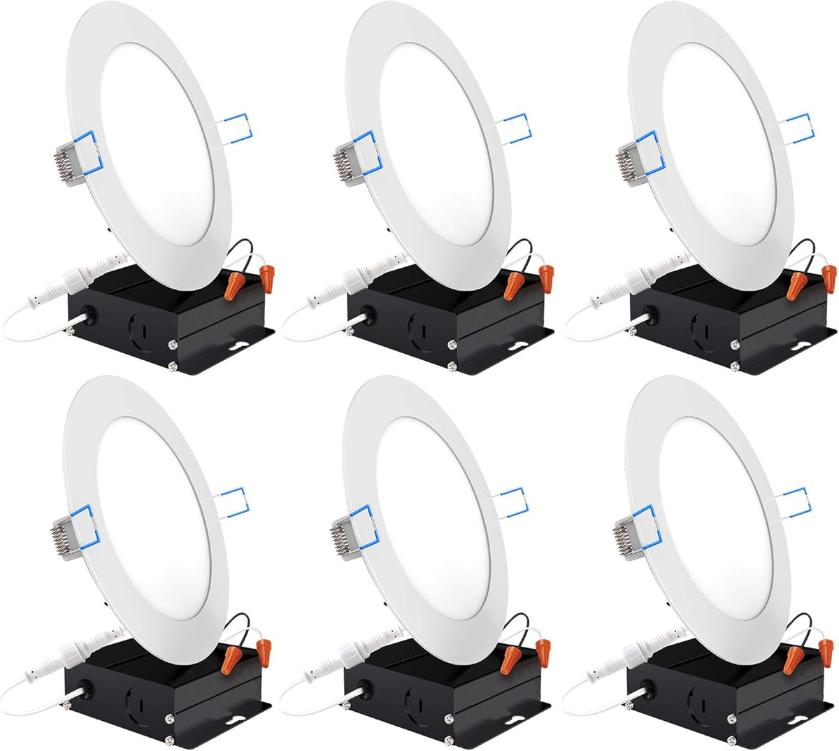 6 Pack 6 Inch Ultra Thin LED Recessed Ceiling Lights, 3000K Warm White, Dimmable 14W H536