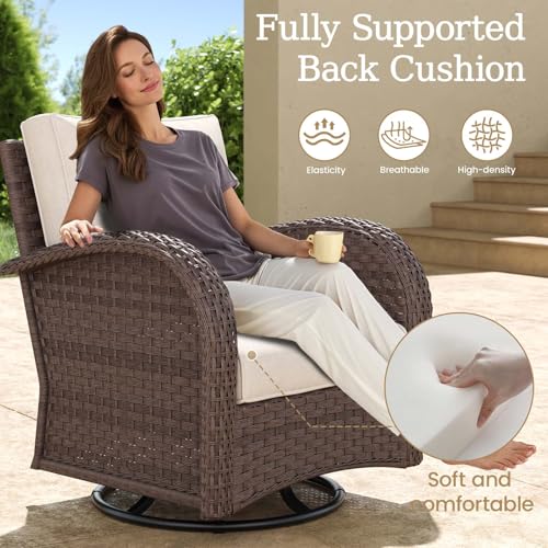 5 Pieces Wicker Patio Furniture Set with High Back Swivel Rocker Chairs F746