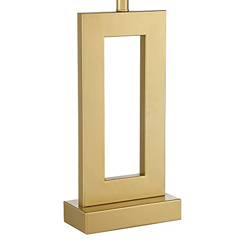 Gold Metal Table Lamp with Oatmeal Rectangular Shade P98534