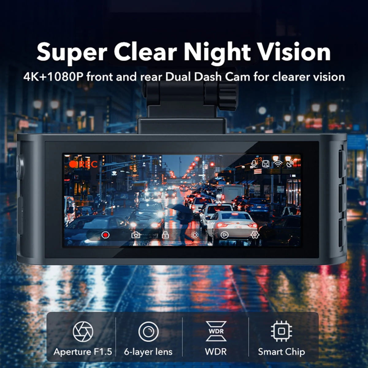 4K Dash Cam with WiFi GPS Night Vision V68640