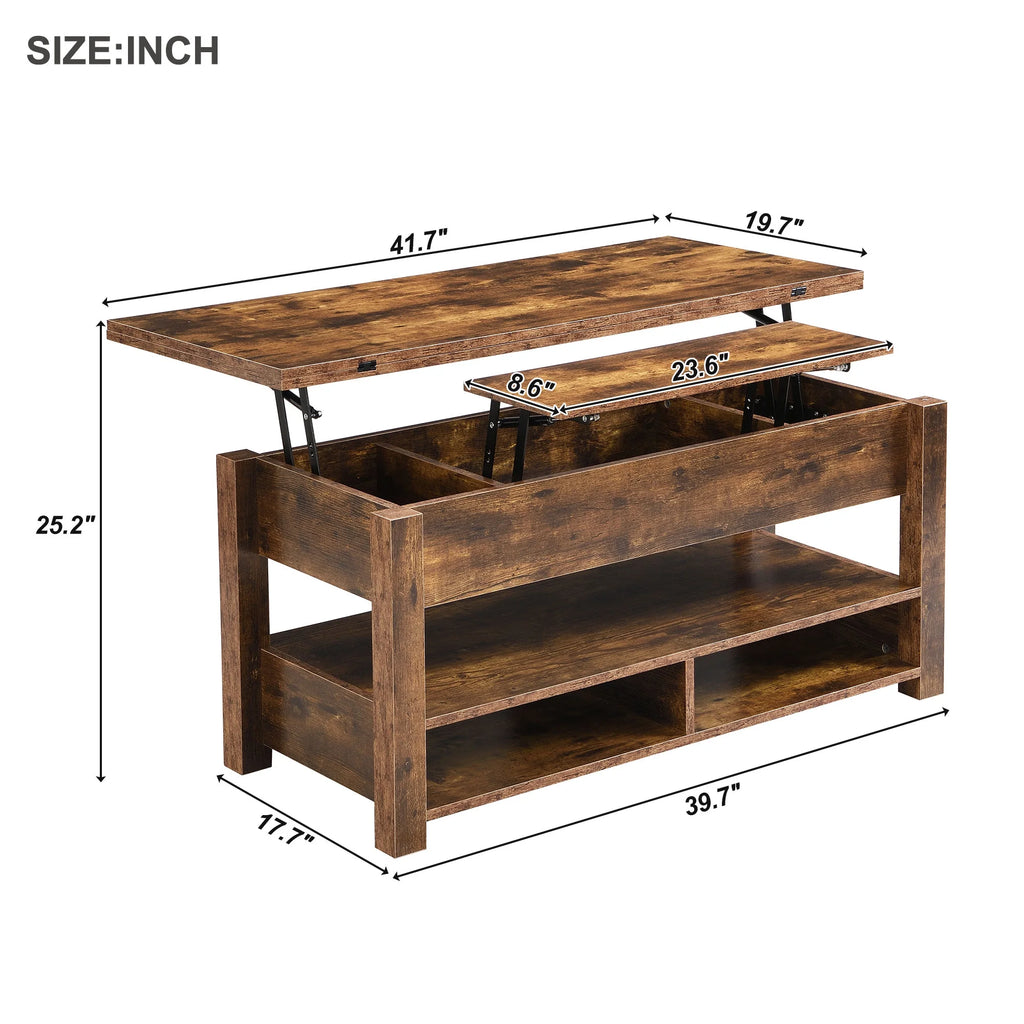 Lift Top Coffee Table with 3 Shelves S614430
