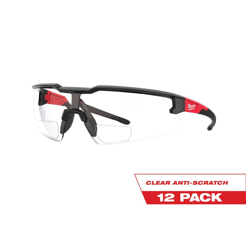 Bifocal Safety Glasses with +2.00 Clear Lenses 12-Pack N8182