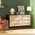 Black 6 Drawer Rattan Dresser Z81077