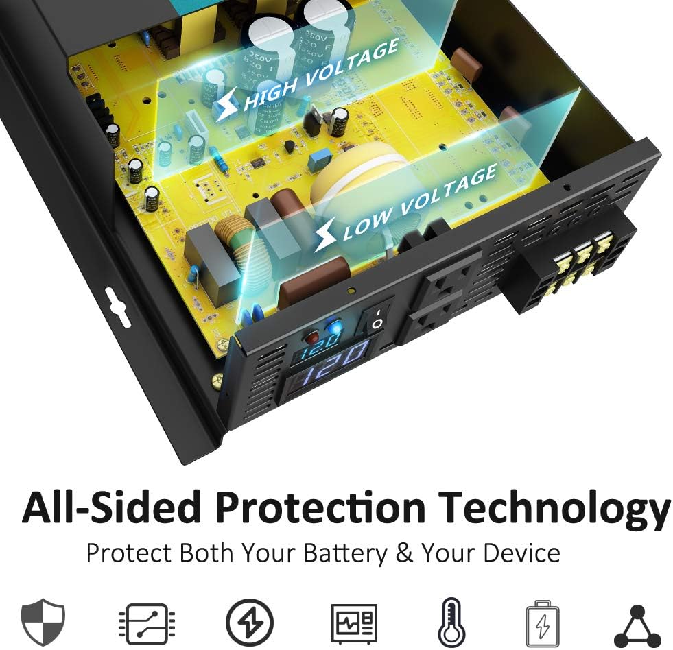 3000W 48V 120V Pure Sine Wave Power Inverter with 2 AC Outlets M9955