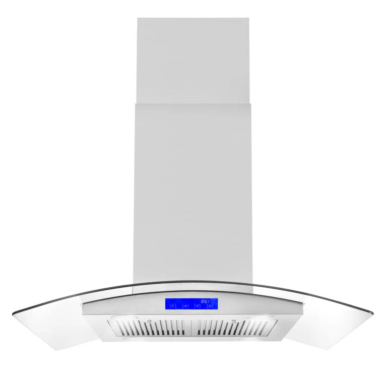 36 380 CFM Convertible Island Range Hood with Glass Canopy and Digital Touch Controls M5582