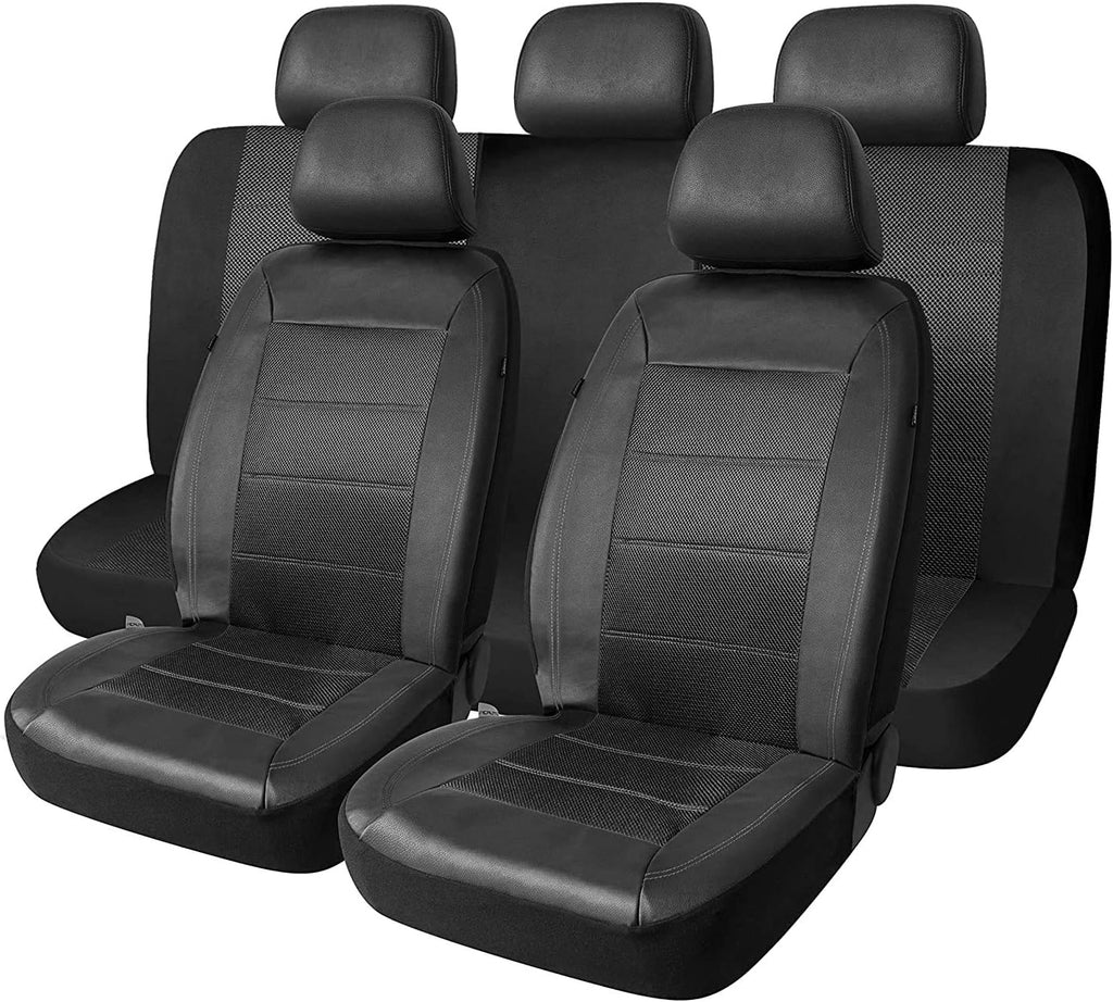 Beige Mesh and Leather Car Seat Cover Pack of 2 R990561
