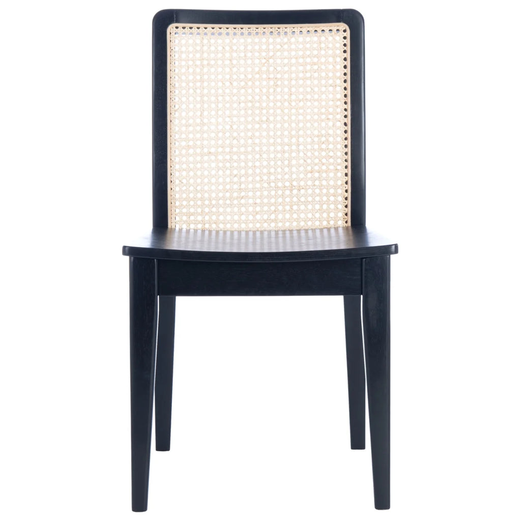 Rattan Dining Chair, Black/Natural, Set of 2 O420