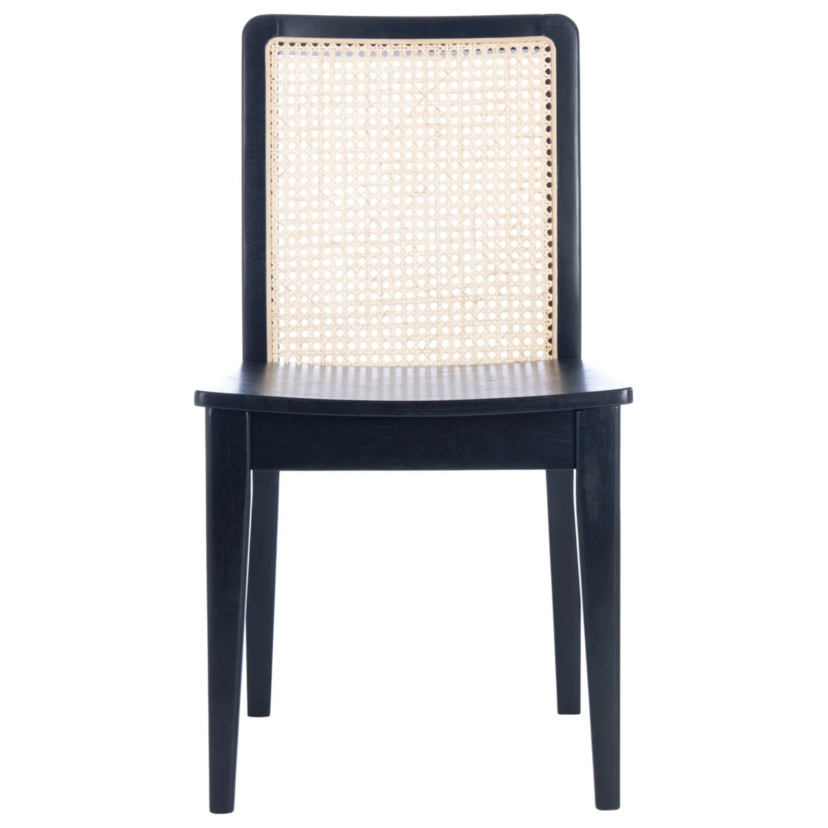 Rattan Dining Chair, Black/Natural, Set of 2 O420