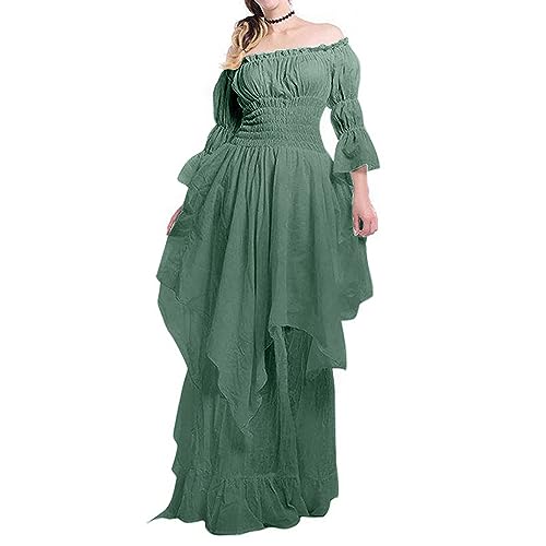 Renaissance Dress Women Fairy Dress Victorian Medieval Costume Irregular Cut Ruffle High Low Dresses Retro Irish Dress L378152