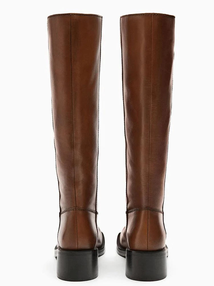 Square Toe Flat Knee Boots N570