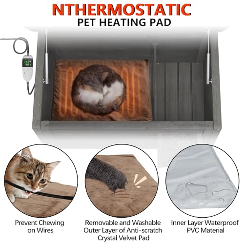 Outdoor Feral Cat House Heated Cat Shelter with Insulated Foam 34.5"X21.5"x27.2" M52419