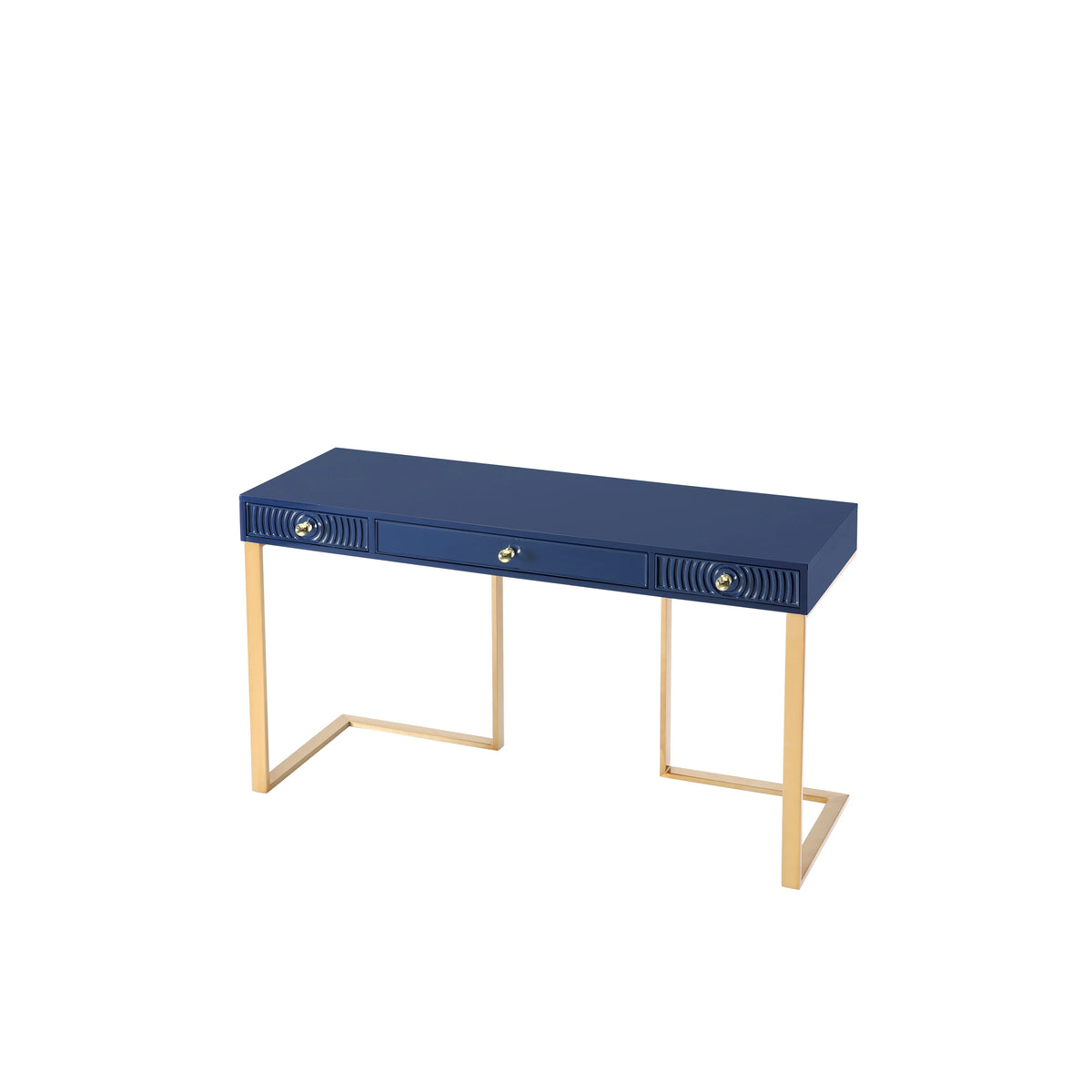 Blue Lacquer Office Desk With Gold Legs T855