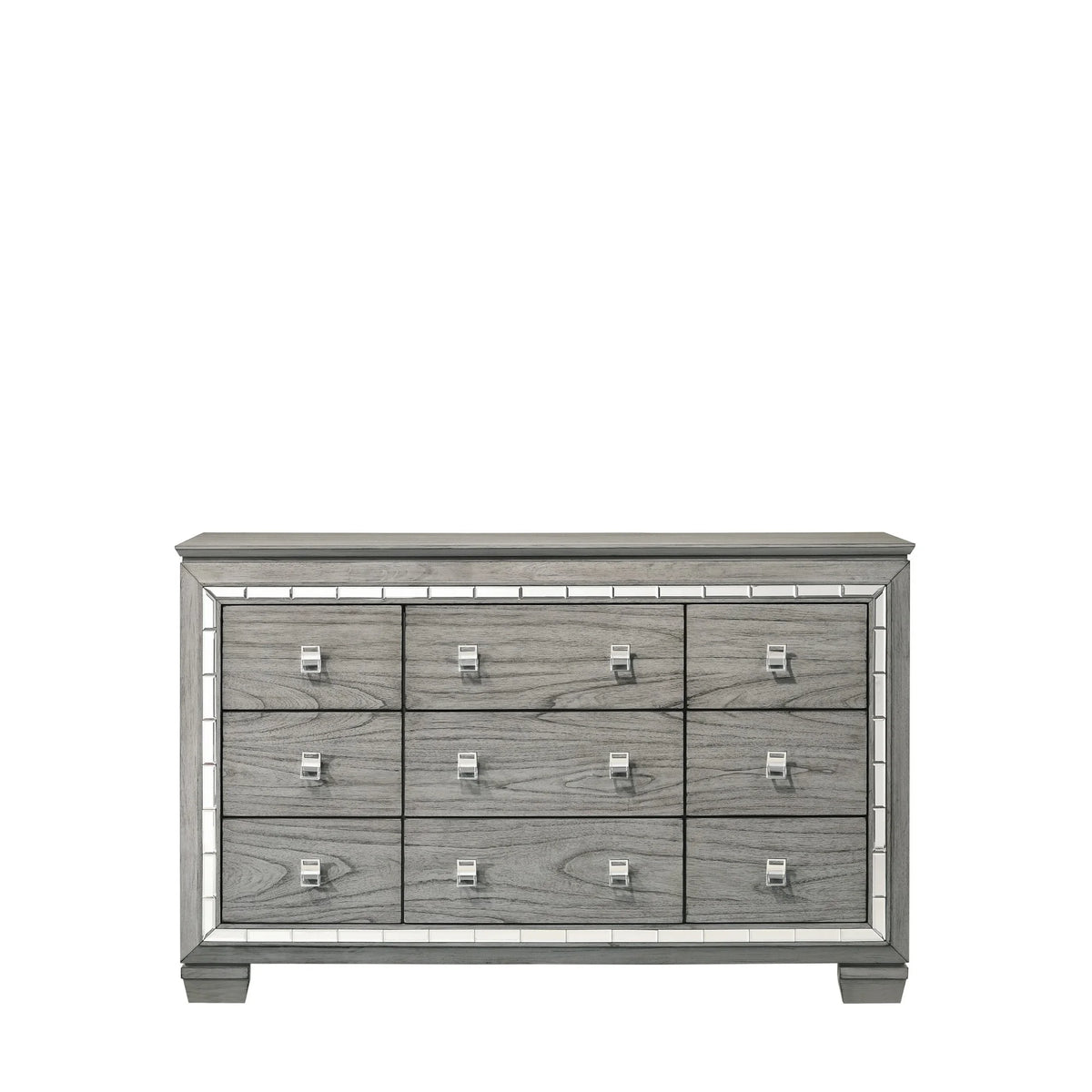 Gray 9 Drawer Dresser with Mirror T5788