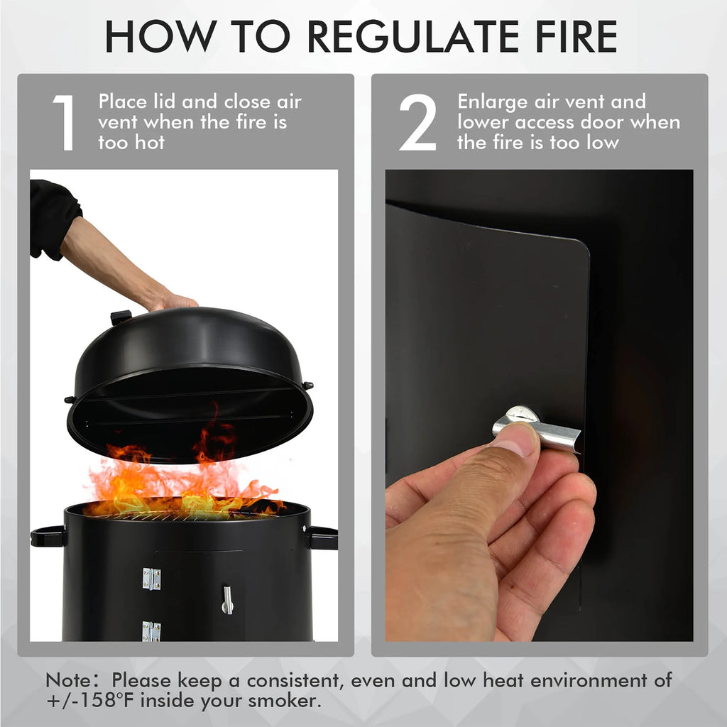 Charcoal Smoker Grill with Detachable 2 Layer N775