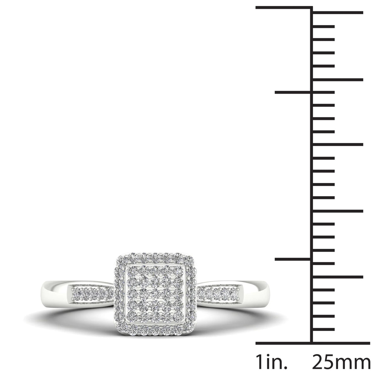 Sterling Silver Square Shape Engagement Ring N151