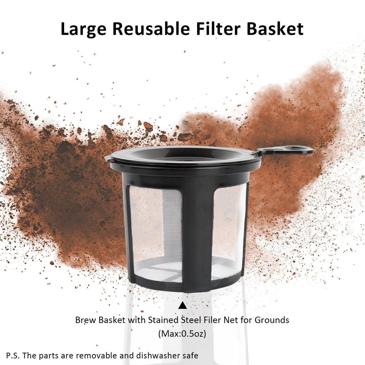 Black 2 in 1 Single Serve Coffee Maker with Reusable Filter A1885