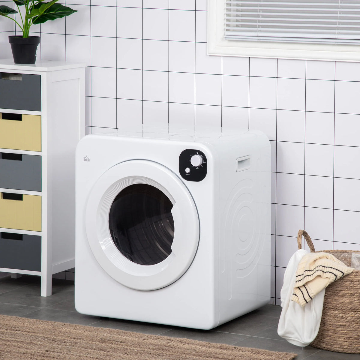 1300W 3.22 Cu. Ft. Electric Portable Laundry Dryer, White D118