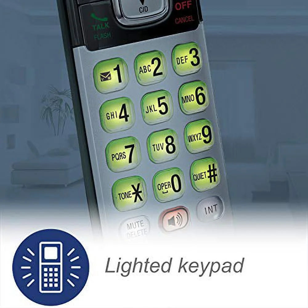 2-Handset Expandable Cordless Phone with Caller ID, Silver O488512